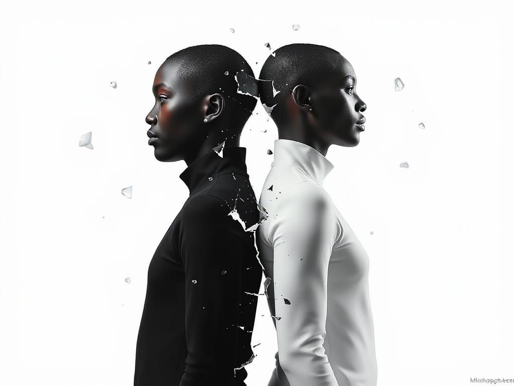 Back-to-Back Figures in Matte Black and White