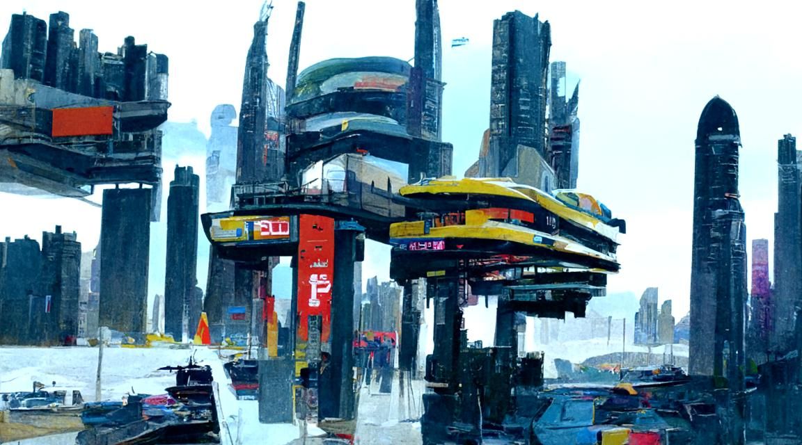 Multi-Layered Futuristic Cityscape Digital Art