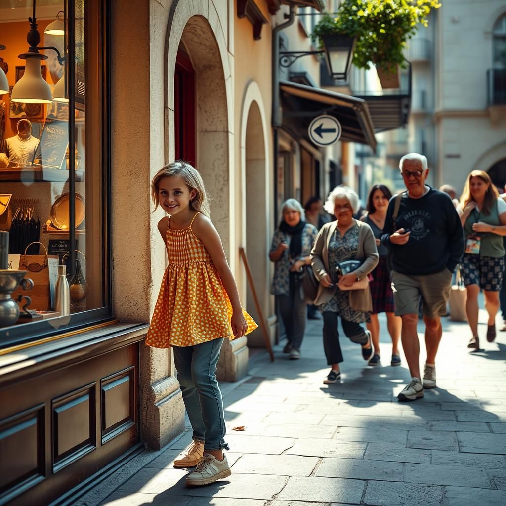 Youthful Mischief in Sunny Town Square