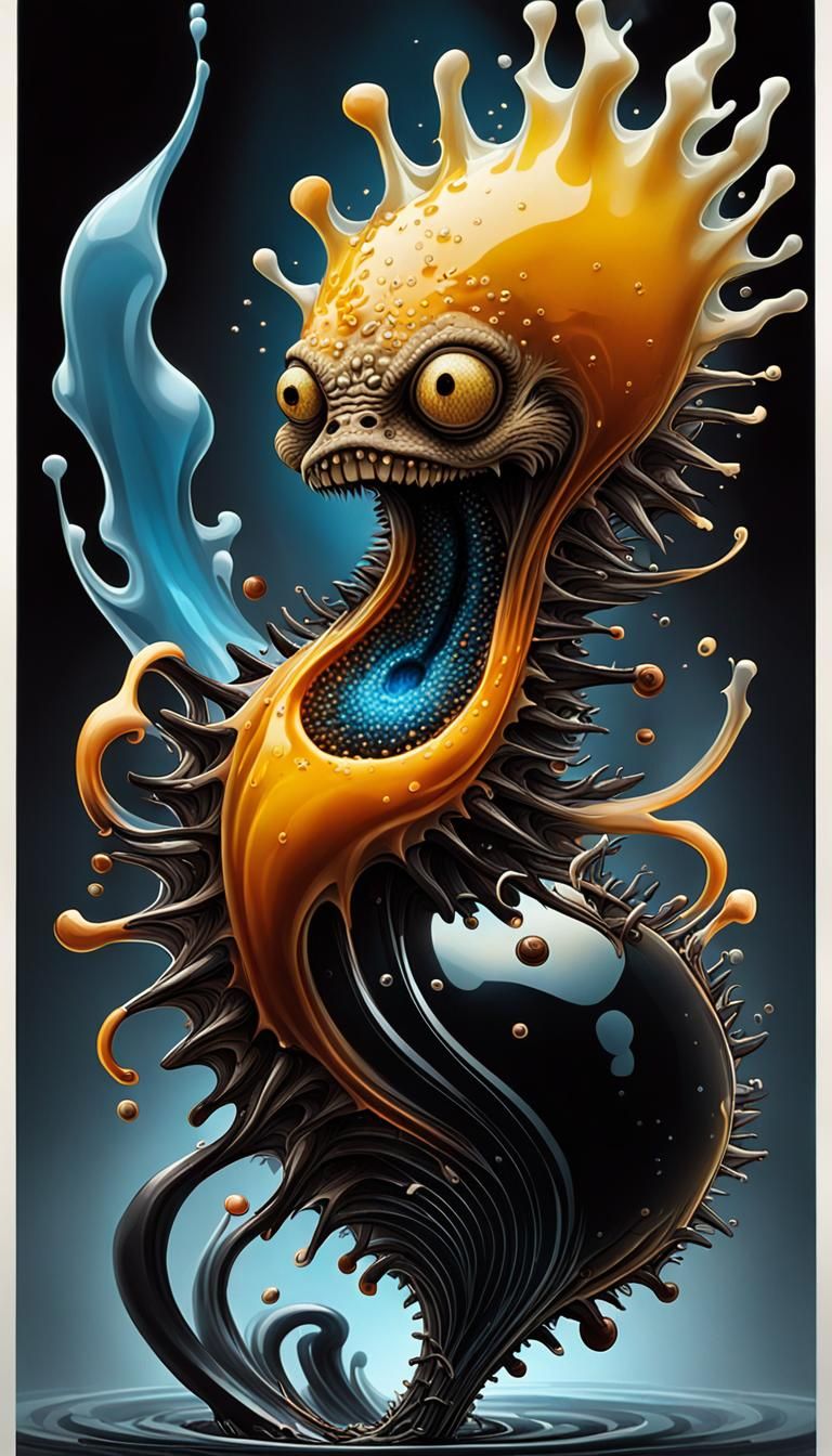 Surreal Woman and Centipedes in Biomorphic Caricature