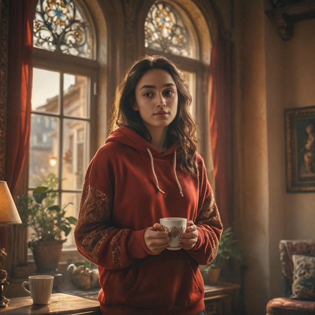 Italian Woman in Renaissance Apartment: Fantasy Concept Art