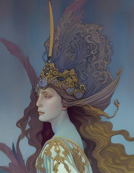 Detailed Princess Portrait in Watercolor Style