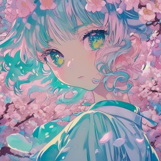 Serene Cherry Blossom Embrace in Pastel Hues