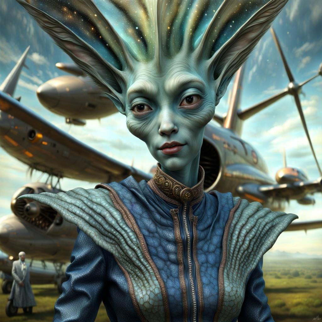 Smiling Alien Pilots in Exquisite Aircraft