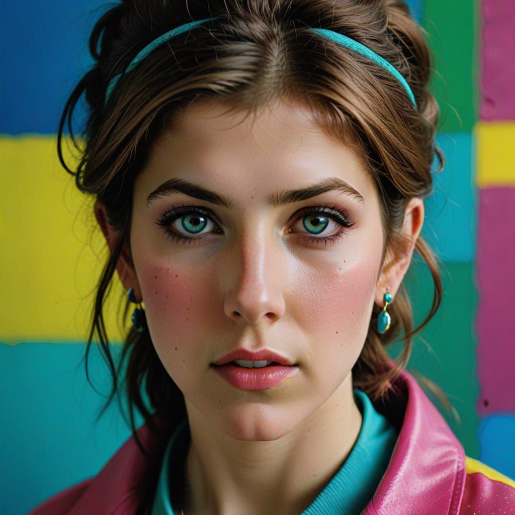 Anna Kendrick Portrait in 1980s Pop Art Style