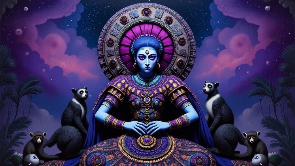 Majestic Celestial Lemur Queen in Ethereal Court