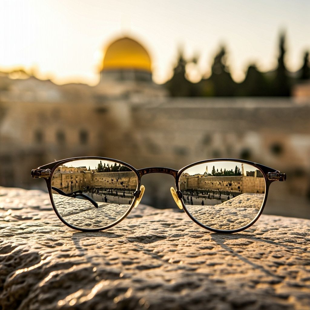 Glasses Reflecting Second Temple in Detailed View