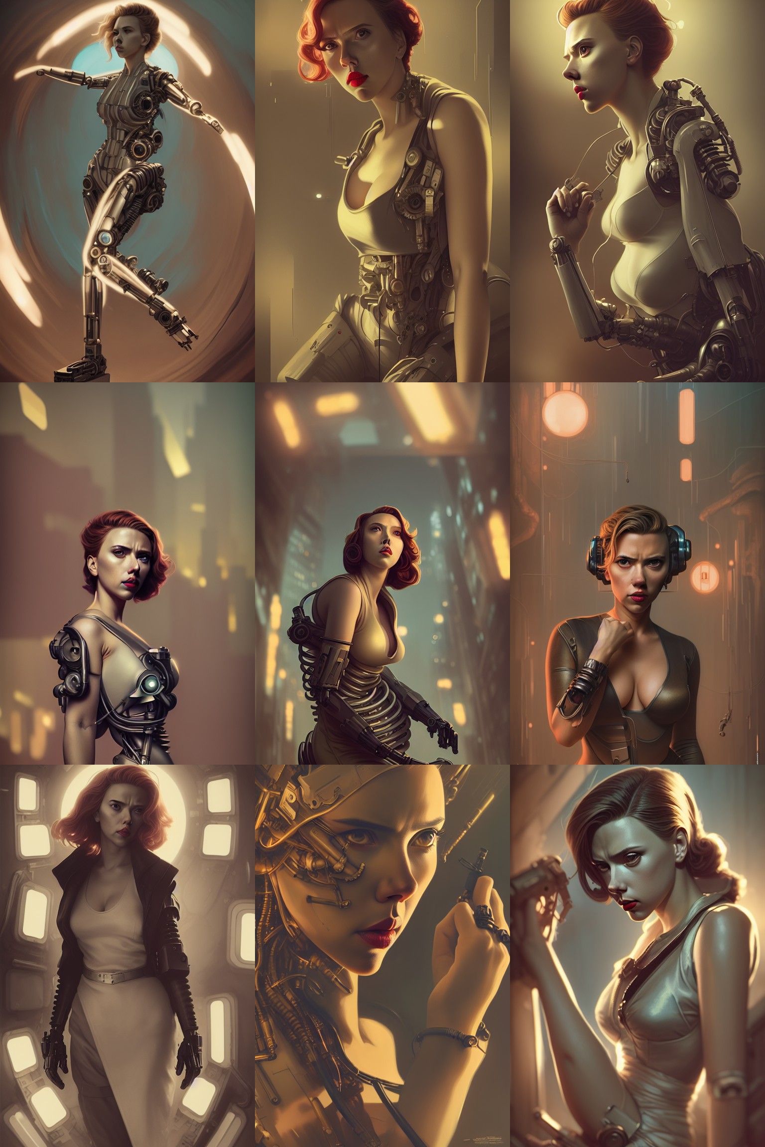 Scarlett Johansson Portrait in Cyberpunk Dieselpunk Style