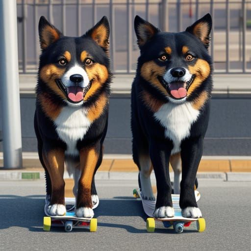 Adorable Dogs Cruising on Skateboards