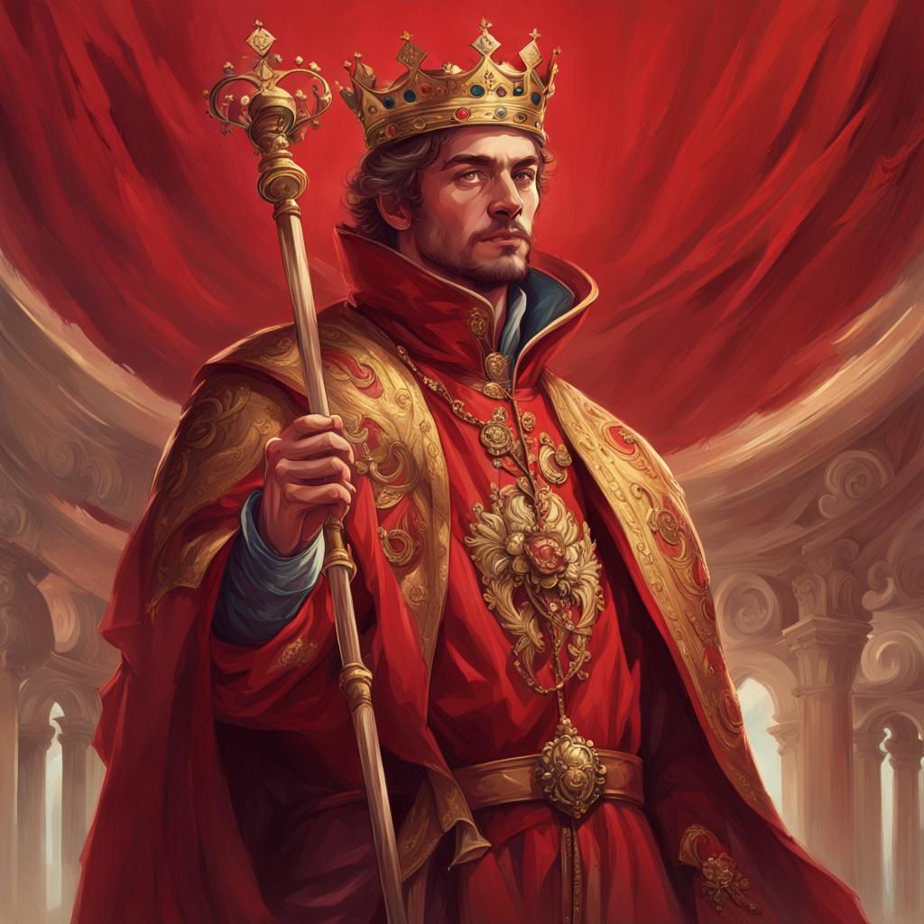 17th Century King Portrait in Art Nouveau Style