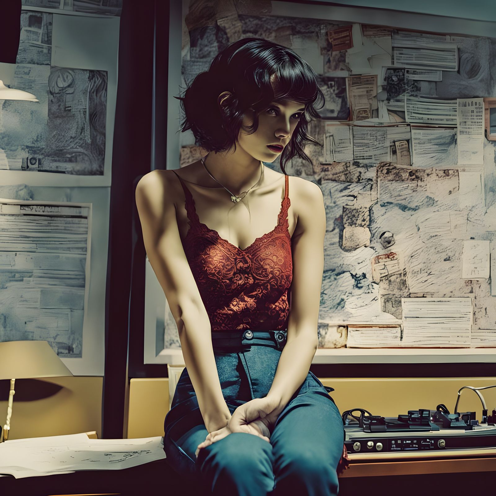 Curvaceous Woman in Lingerie: Modern Comic Illustration