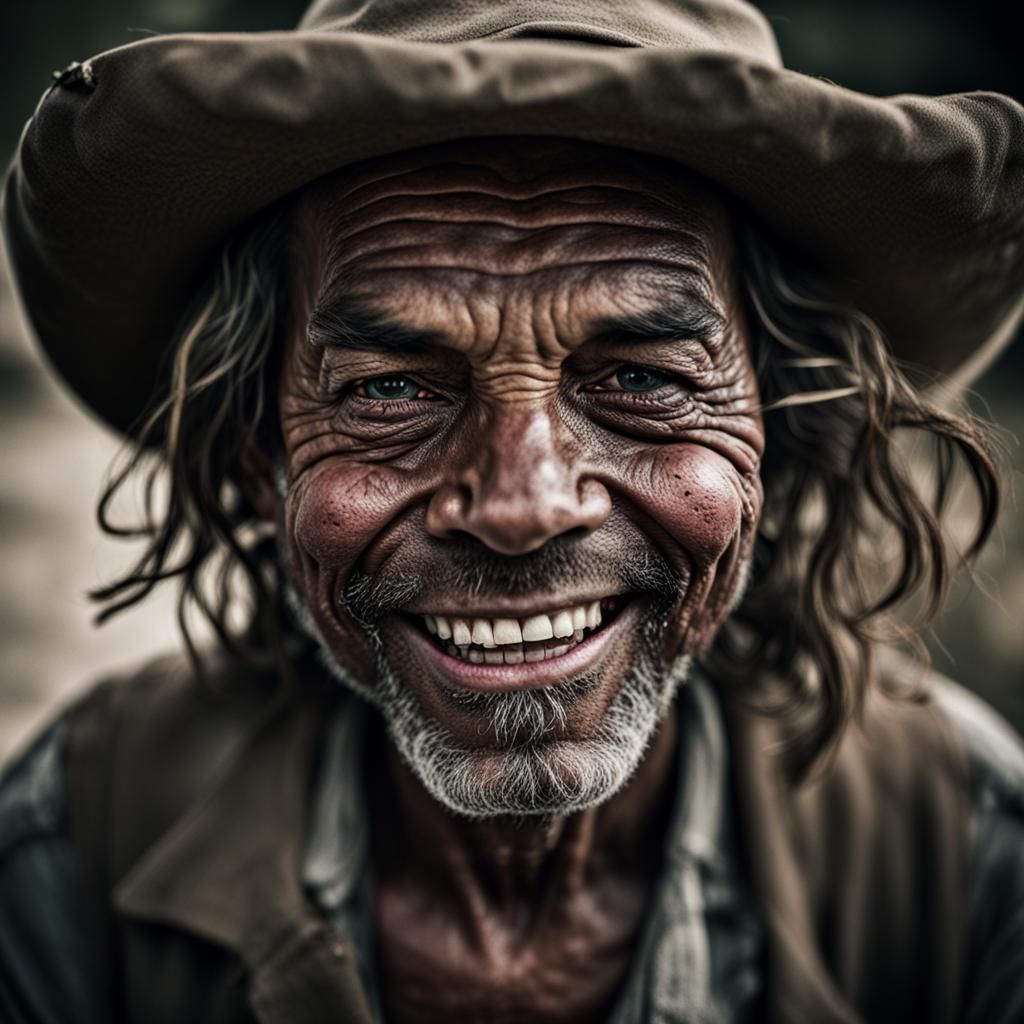 Weathered Hobo Portrait in Gritty Realism Style