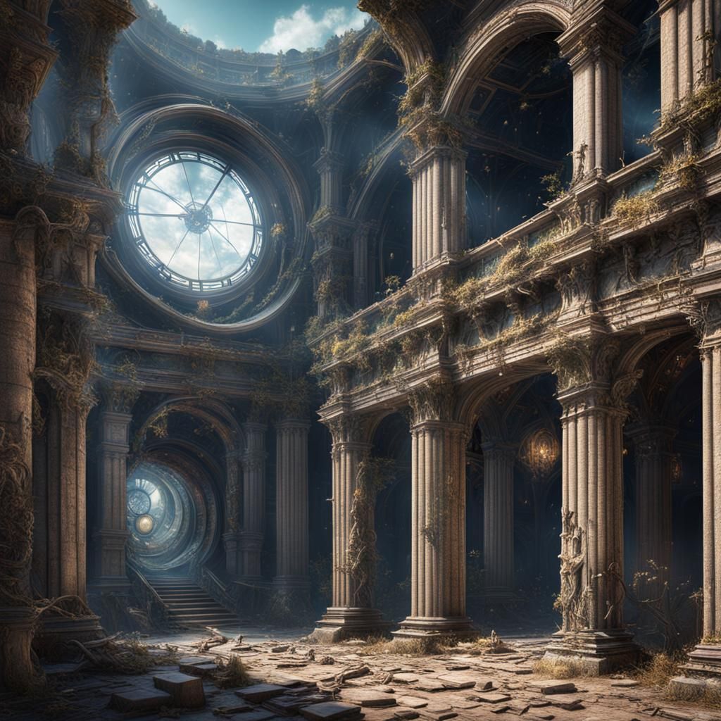 Clockwork Illusions: A Spacetime Concept Art