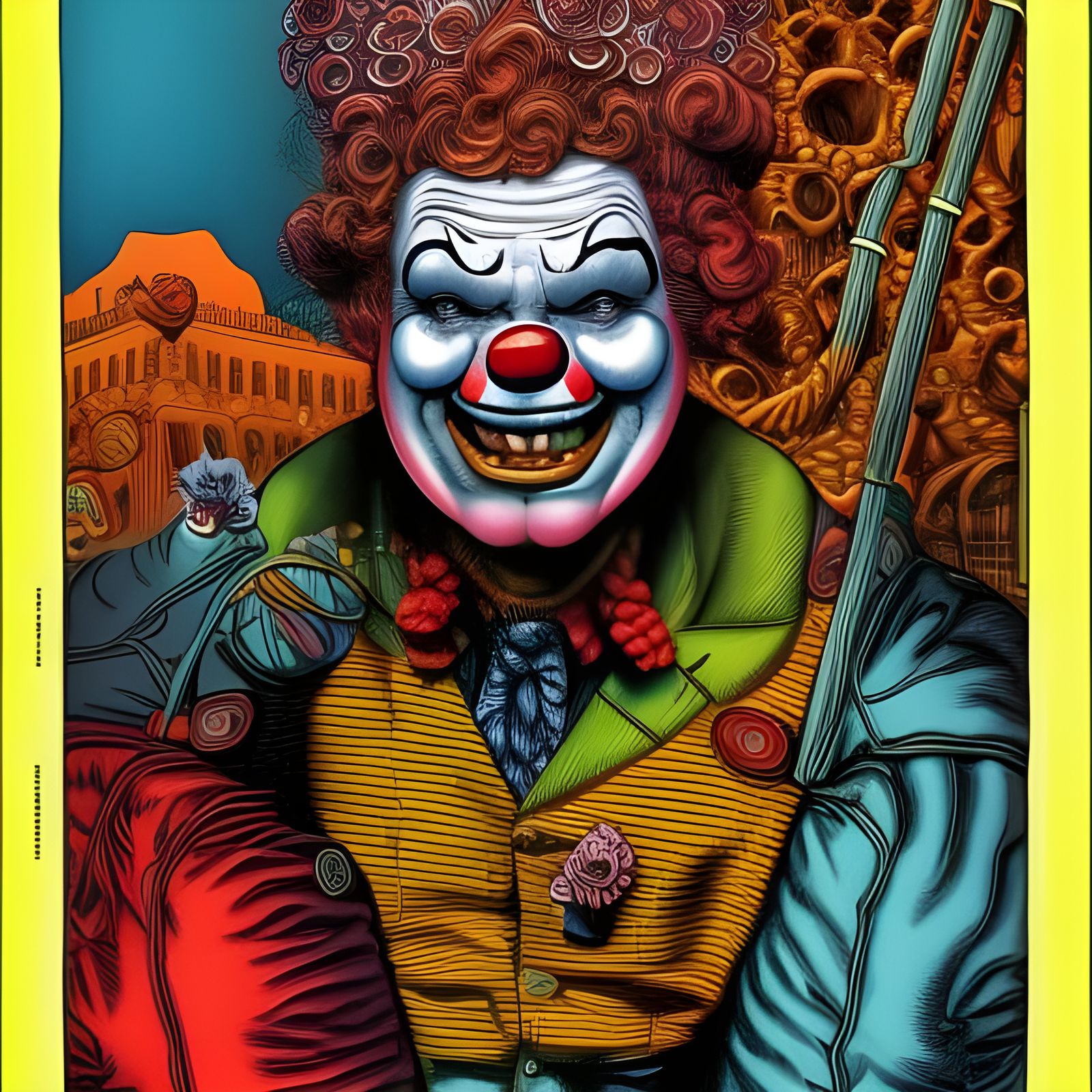 Hoppy the Clown in Psychedelic Comic Book Style