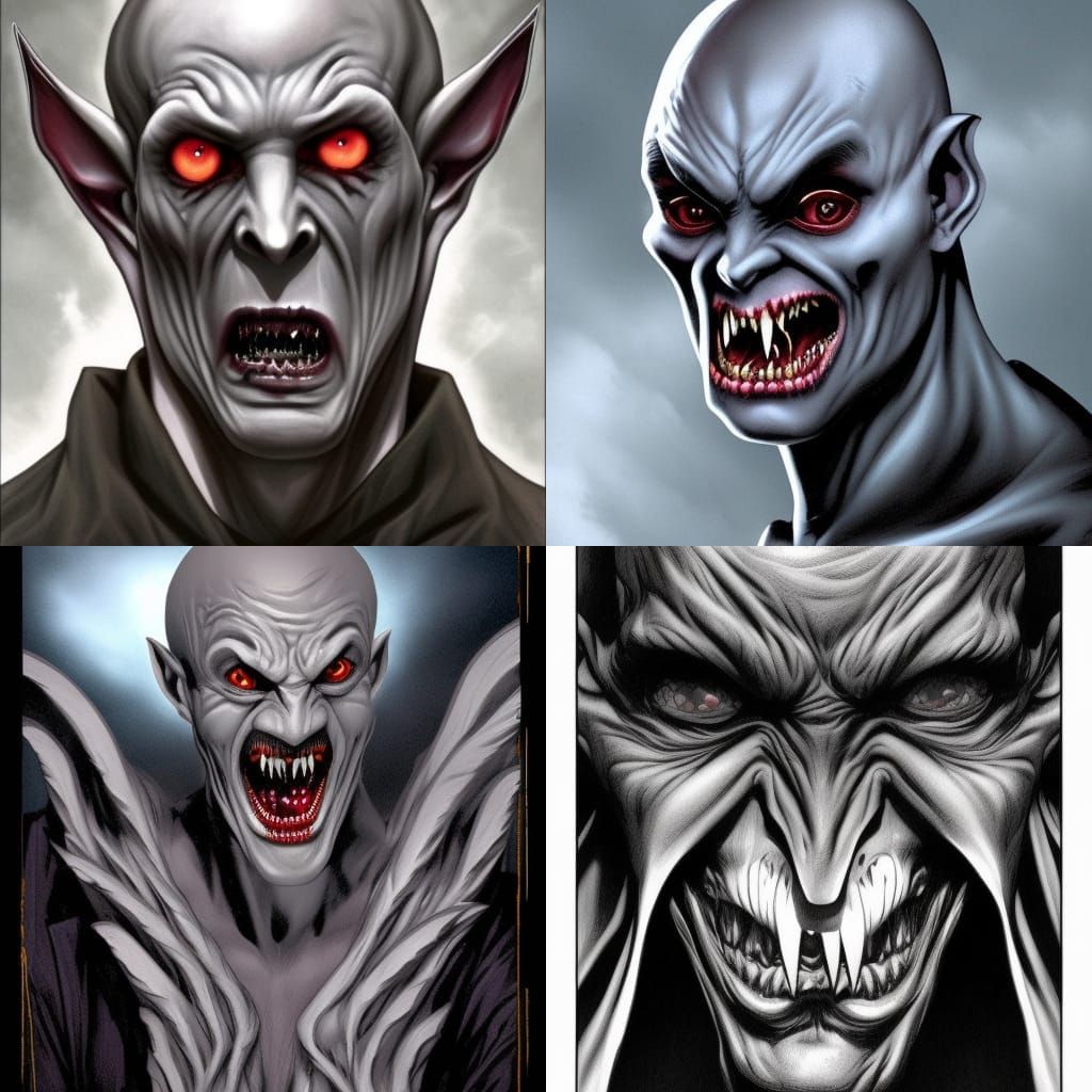 Nosferatu Vampire Portrait in Comic Book Art Style