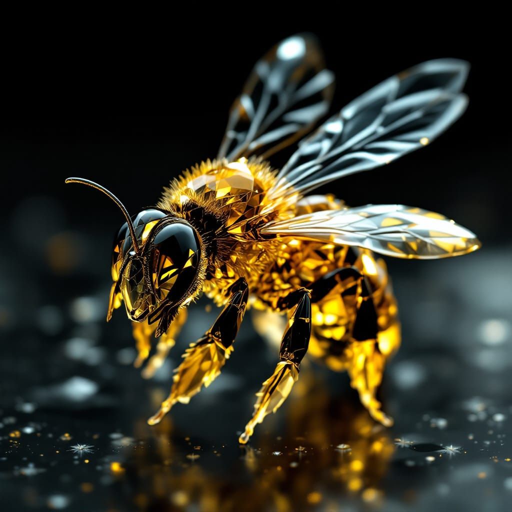 Crystal Glass Bee in Ultra-High Resolution