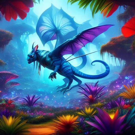 Ikran: Avatar's Flying Dragon in Dark Fantasy Art