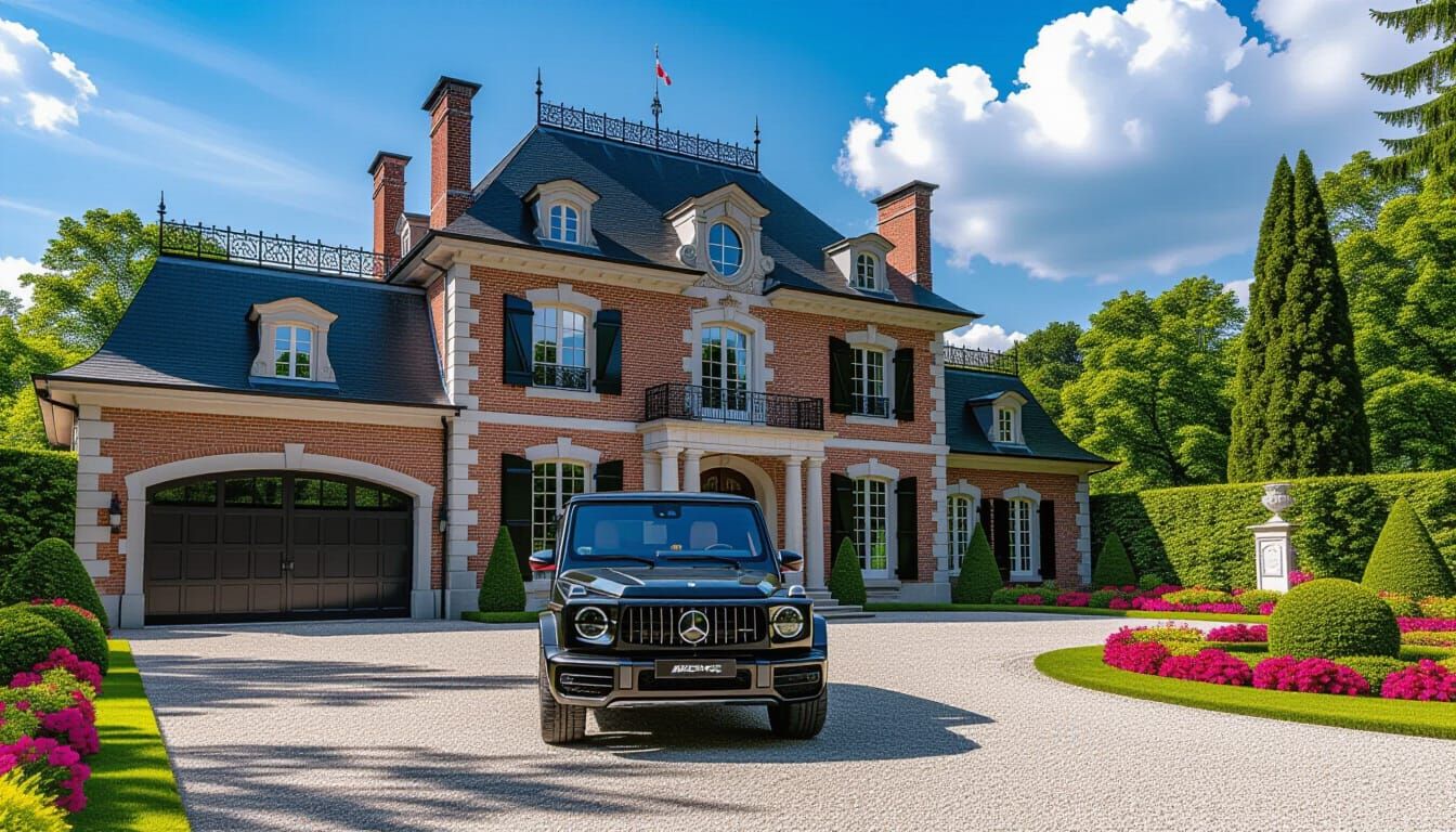 Brick Chateau with Mercedes-AMG G 63 in Floral Garden