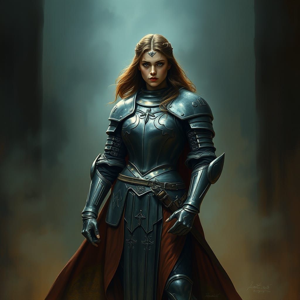 Joan of Arc in Medieval Armor, Mystical Art