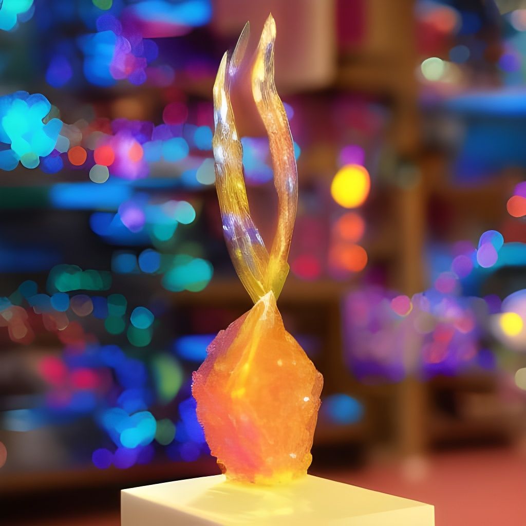 Neon Crystal Sculpture of Kissing Faces