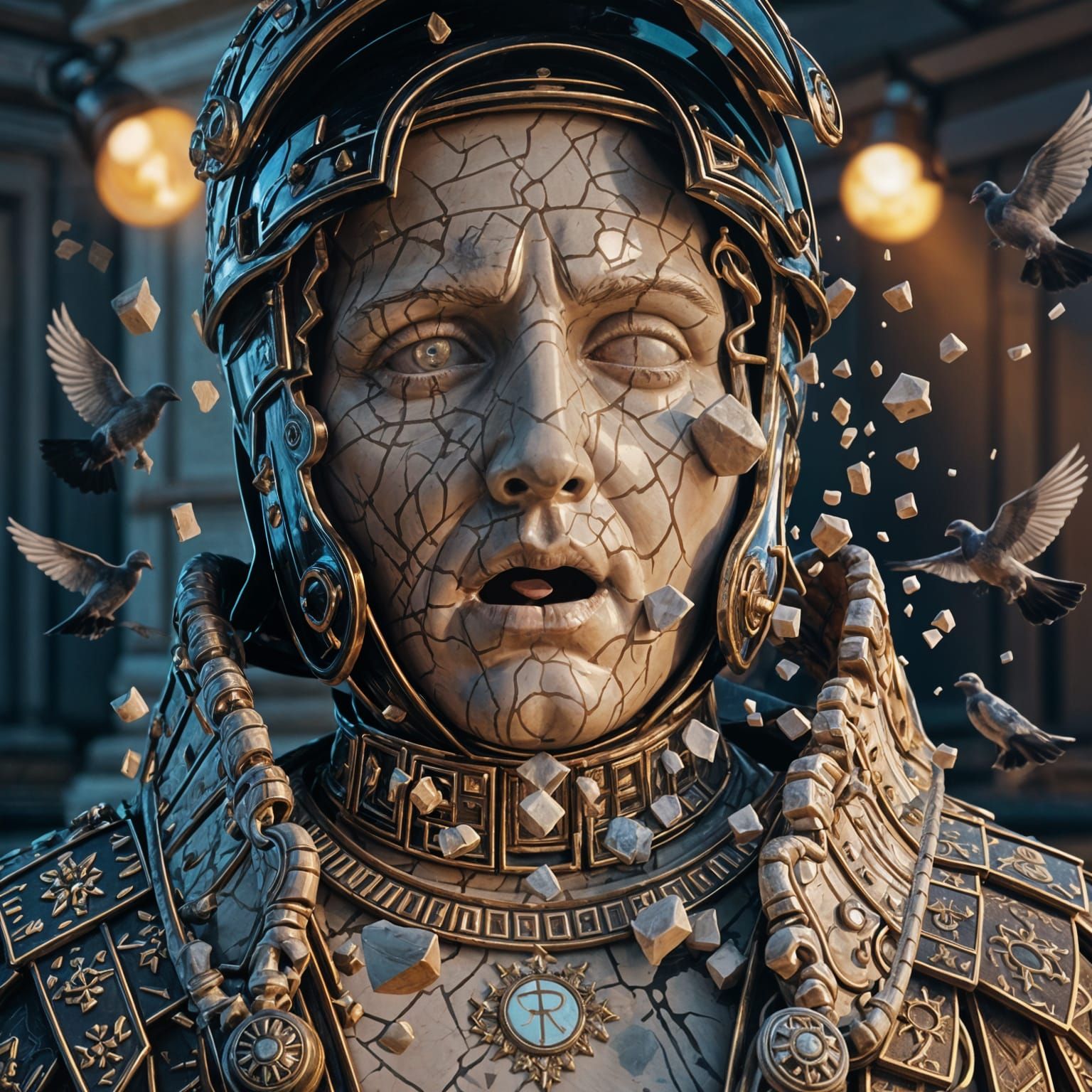 Majestic Roman Statue Sneezes, Startling Pigeons