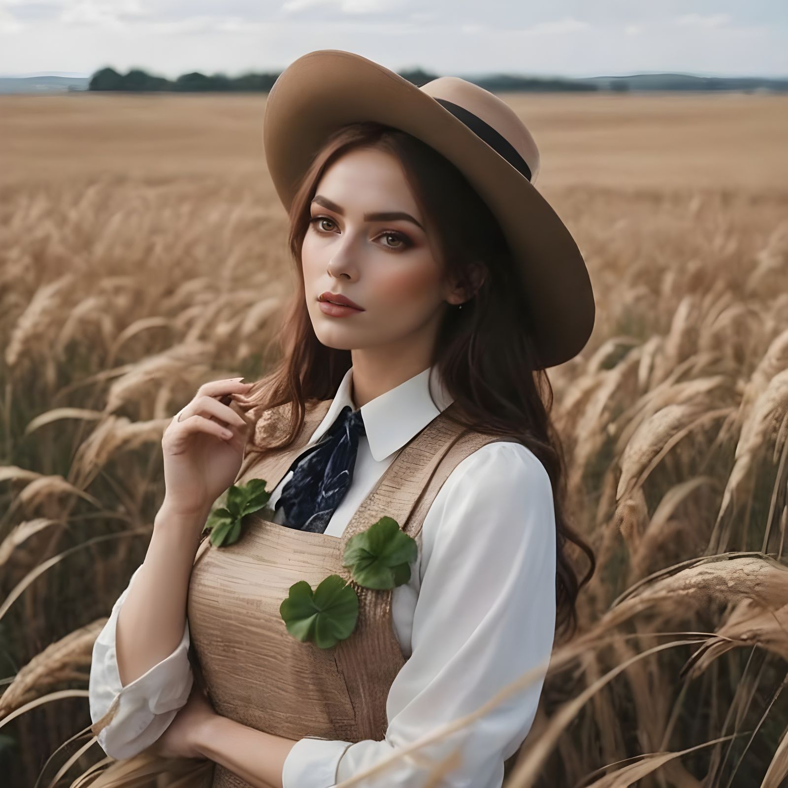 Enigmatic Youthful Woman with Chestnut Hair