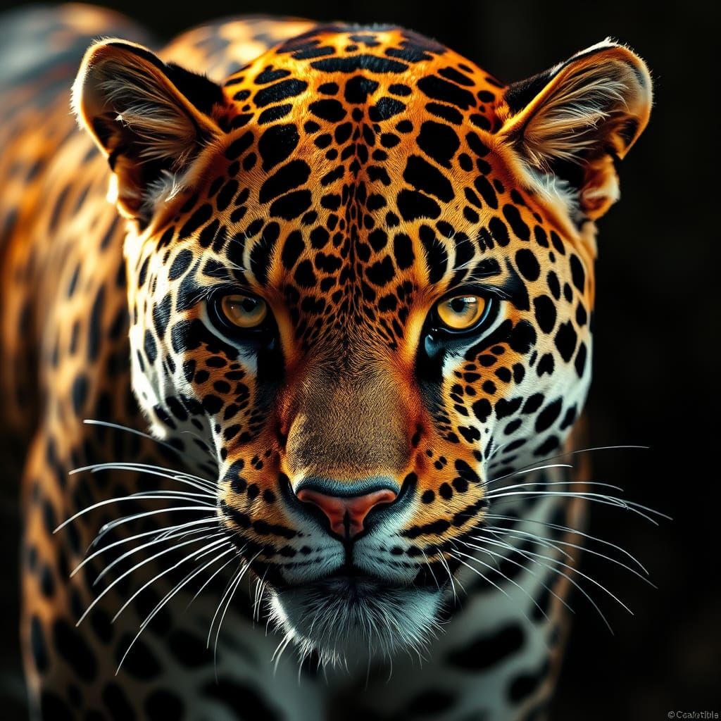 Majestic Jaguar in Hyperrealistic Digital Rendering