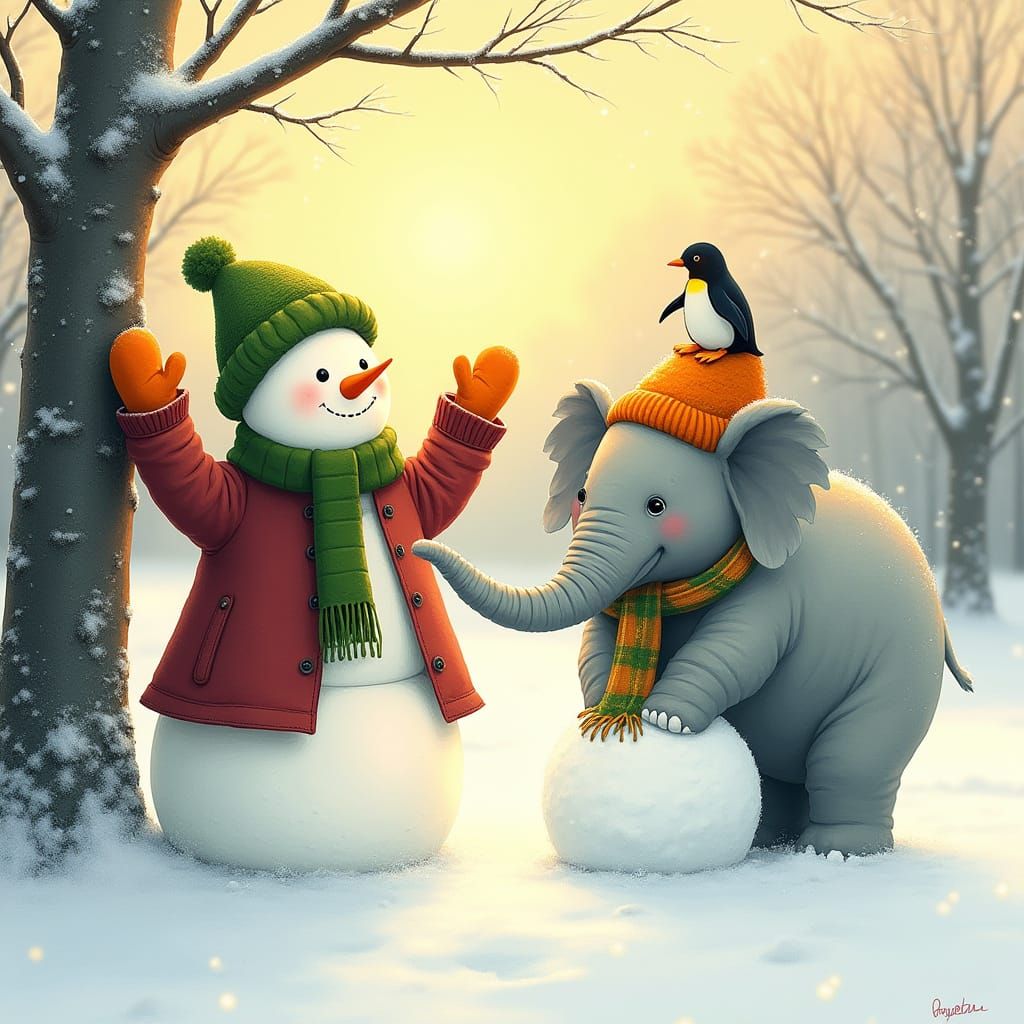 Winter Wonderland Scene in Vibrant Colors