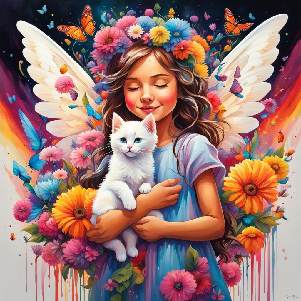 Angel Gifts Kitten: Colorful Graffiti Art