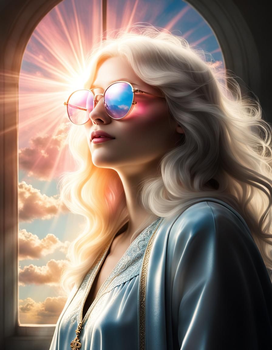 Ethereal Rose-Tinted Heavenly Beams in Soft Focus