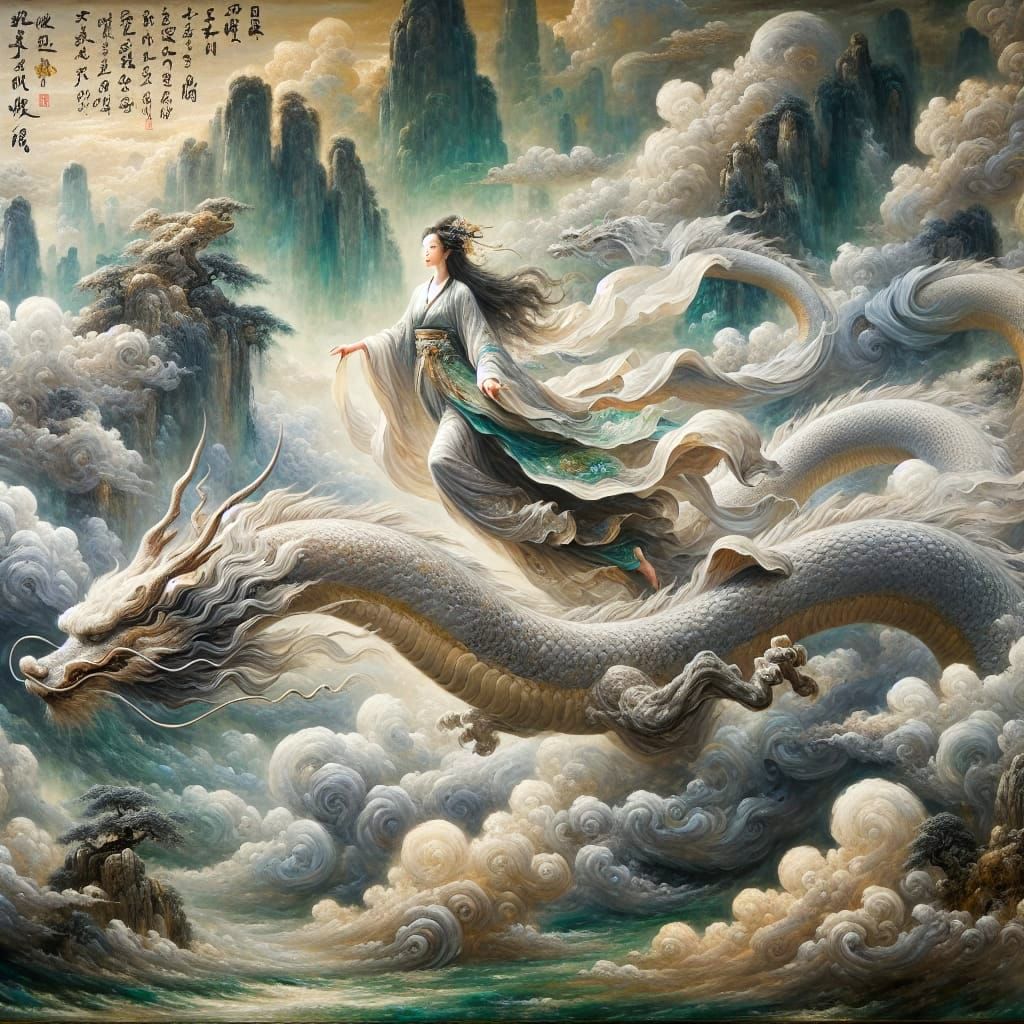 Hanfu Goddess on Azure Dragon Serpent