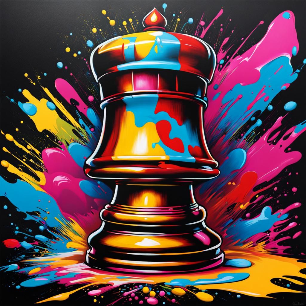 Bishop Chess Piece in Graffiti Art Style