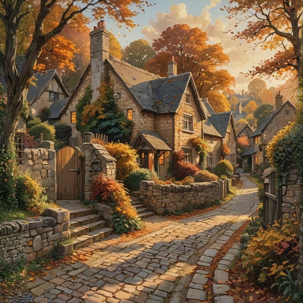 Autumn Countryside Oil Painting