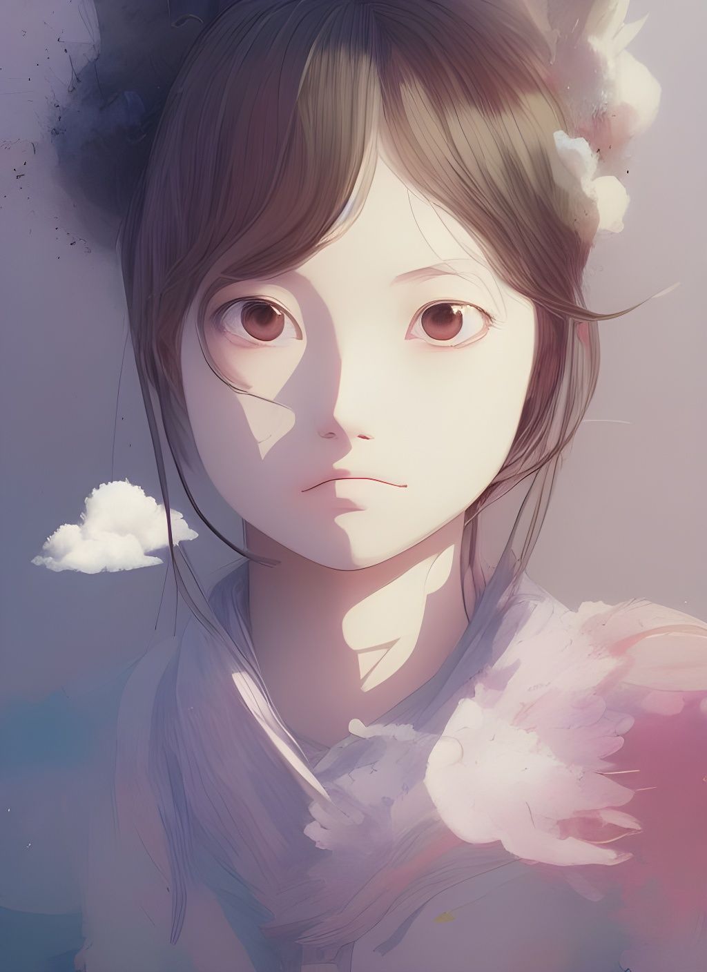 Girl Turns Into Cloud: Digital Portrait