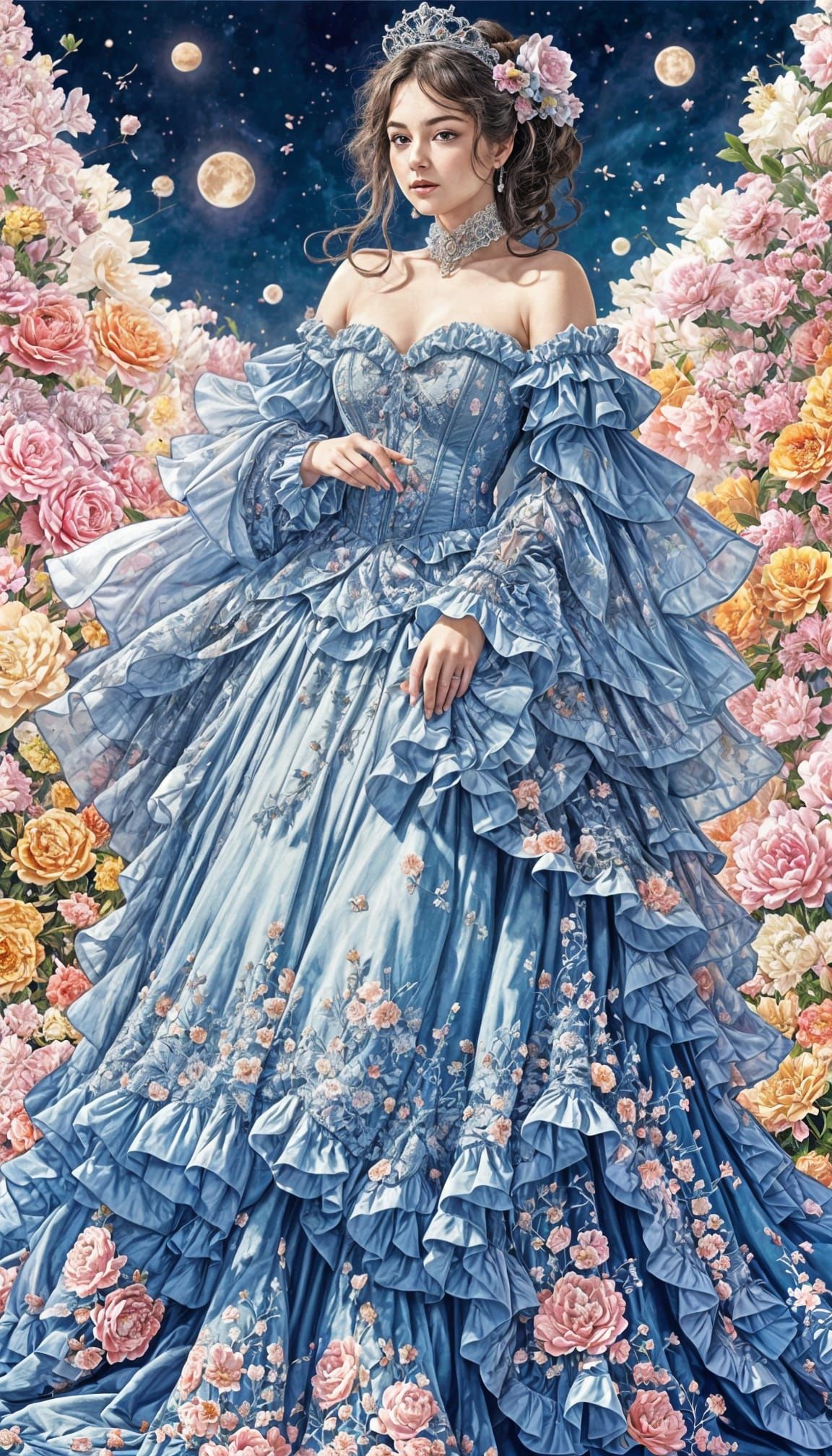 Vibrant Royal Princess in Lavish Gown