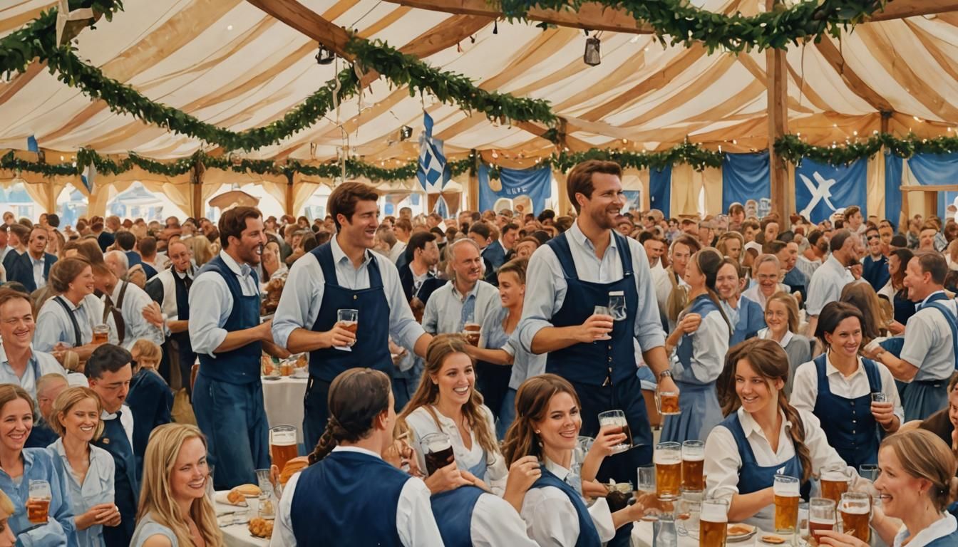 Oktoberfest Tent in Watercolor Style