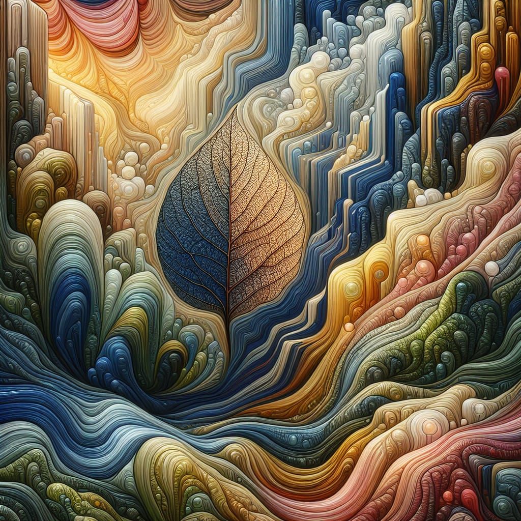 Abstract Tapestry with Dewdrop and Topographic Elements