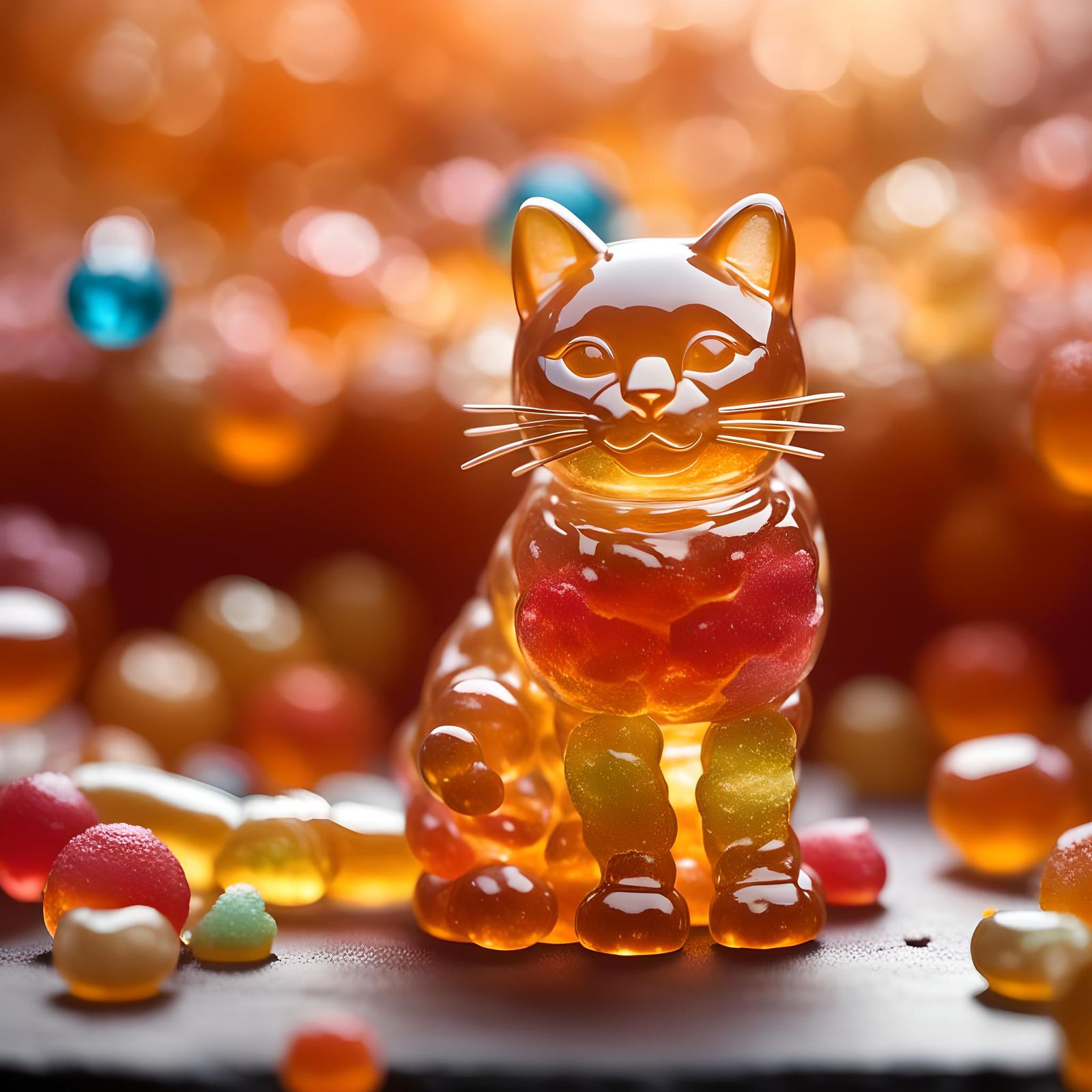 Translucent Candy Cat in Caramel Landscape