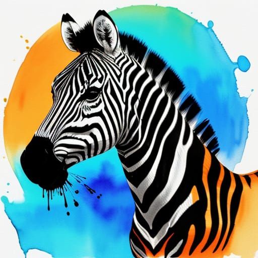 Zebra in Vivid Watercolor Savanna