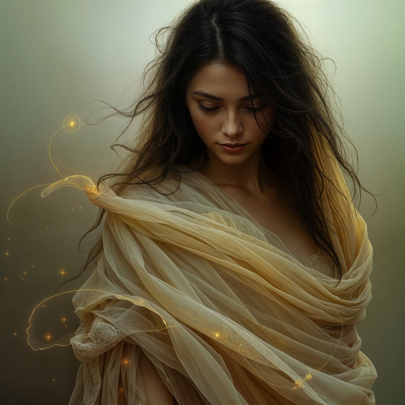 Mystical Woman Lost in Thought