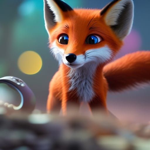 Adorable Fox in Bright 3D Disney Pixar Style