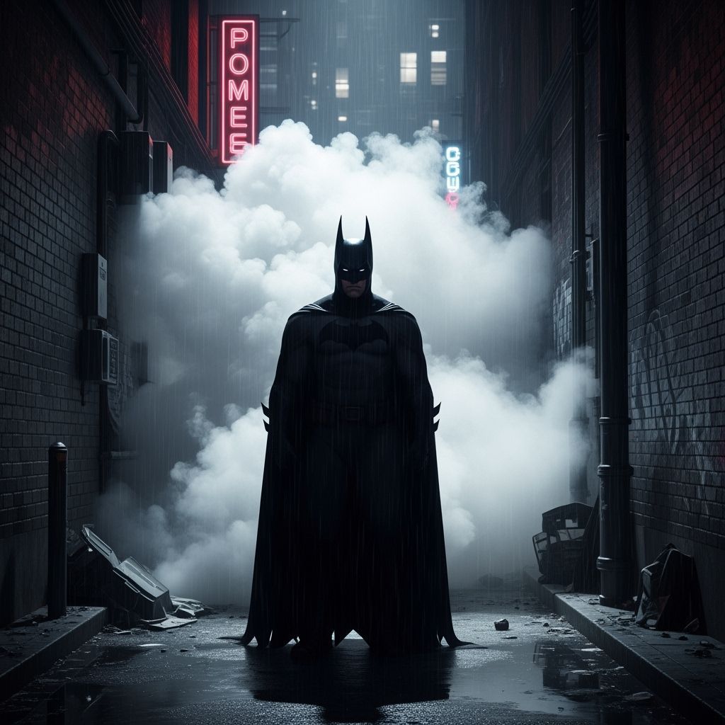 Batman in Dark Alley: Futuristic Noir Art