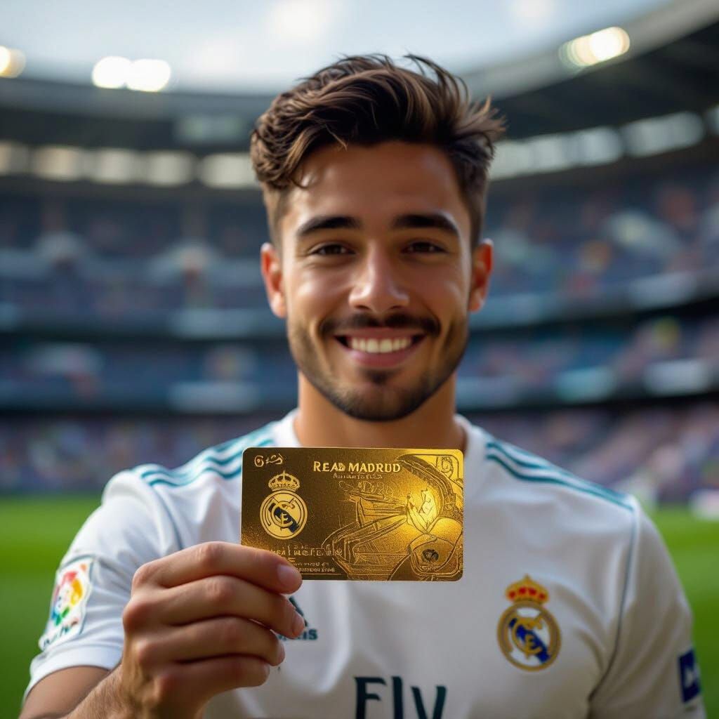 Hyperrealistic Real Madrid Card with Golden Glow