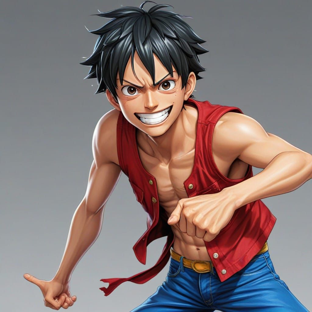 Heroic Monkey D. Luffy in Anime-Style Key Visual