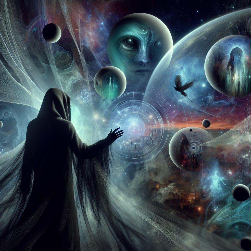 Mysterious Figure Extends Hand to Holographic Dimensions