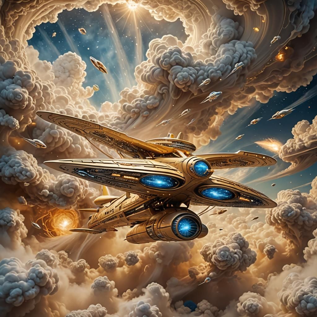 Starship Enterprise in Surreal Cloudscape