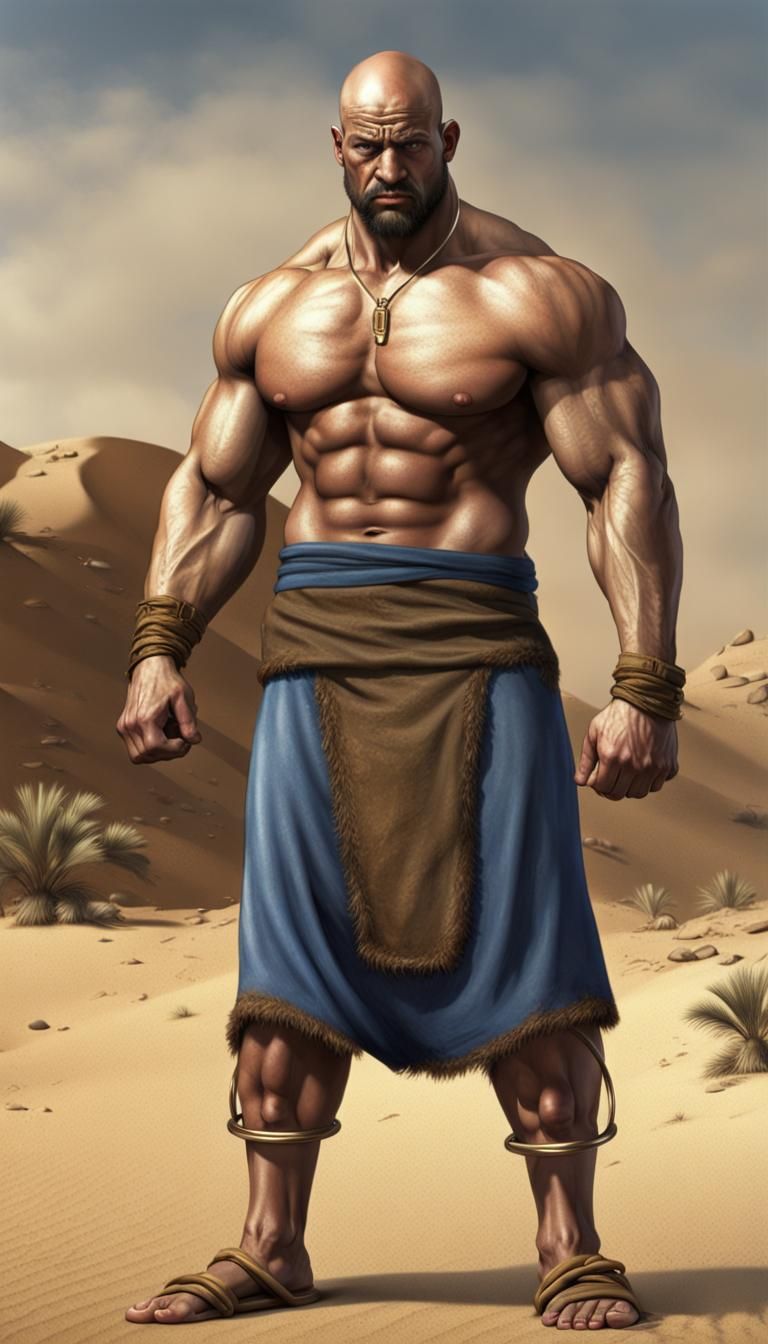 Photorealistic Thug with Muscular Build in Desert