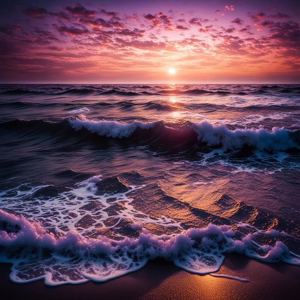 Sunset Ocean Waves in V-Raptor XL Aesthetic