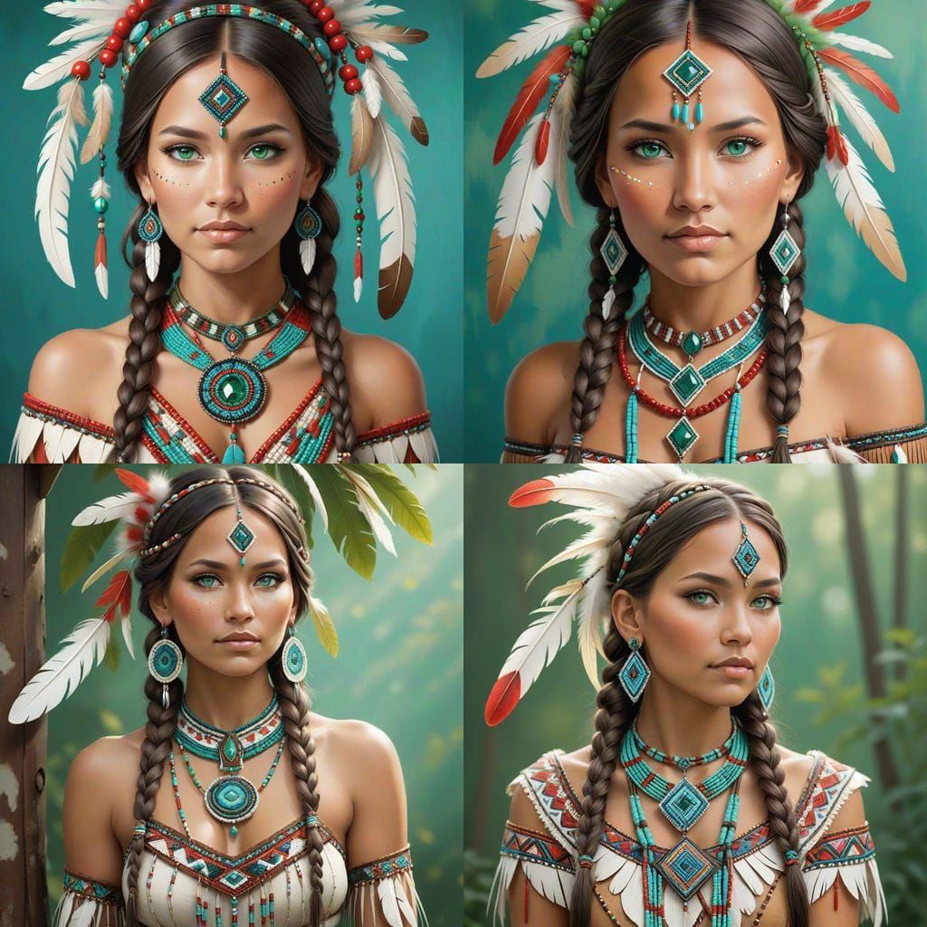 Native American Woman in Traditional Dress