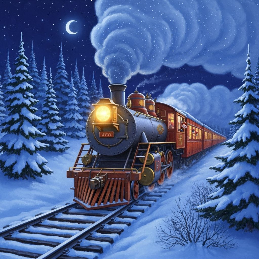 Magical Polar Express Train Journey Through Snowy Forest